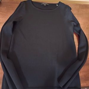 Armani exchange black top with hole on sleeve. Medium size